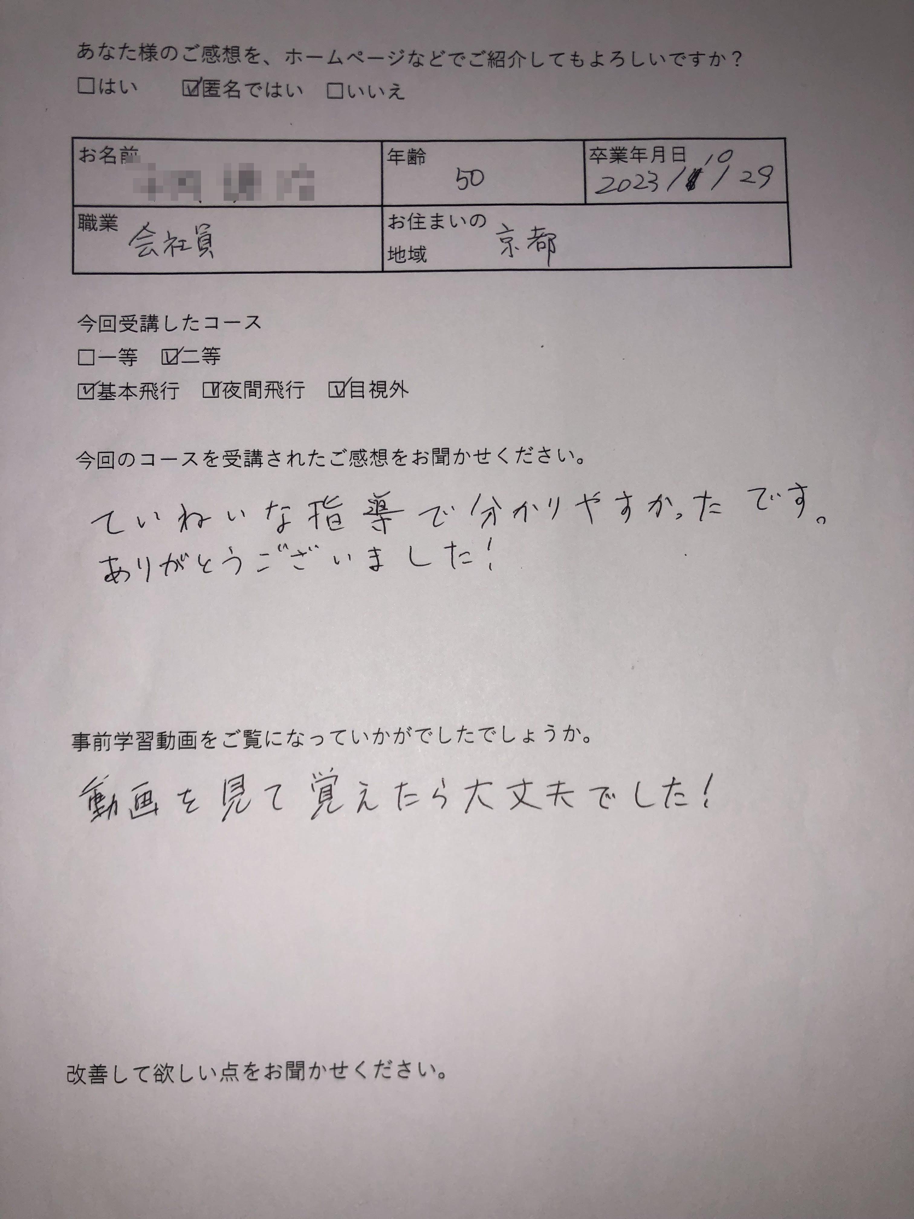 H様　50歳　京都(2023/10/29 二等)