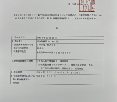 ドローン操縦国家資格の登録講習機関に登録されました。